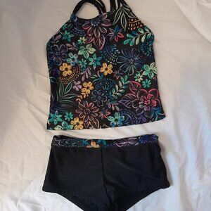 Wonder Nation Girls floral printed tankini boyshorts swimsuit size toddler 4/5